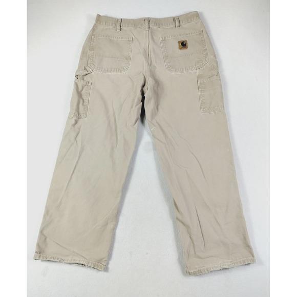 Vintage Y2K Carhartt Pants Mens 36x30 Beige B11 SDL Relaxed Fit Workwear Canvas